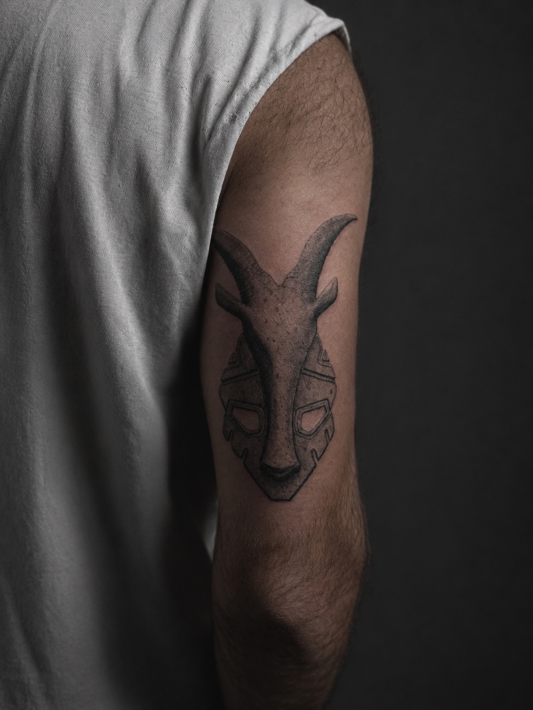 Geometric goat tattoo