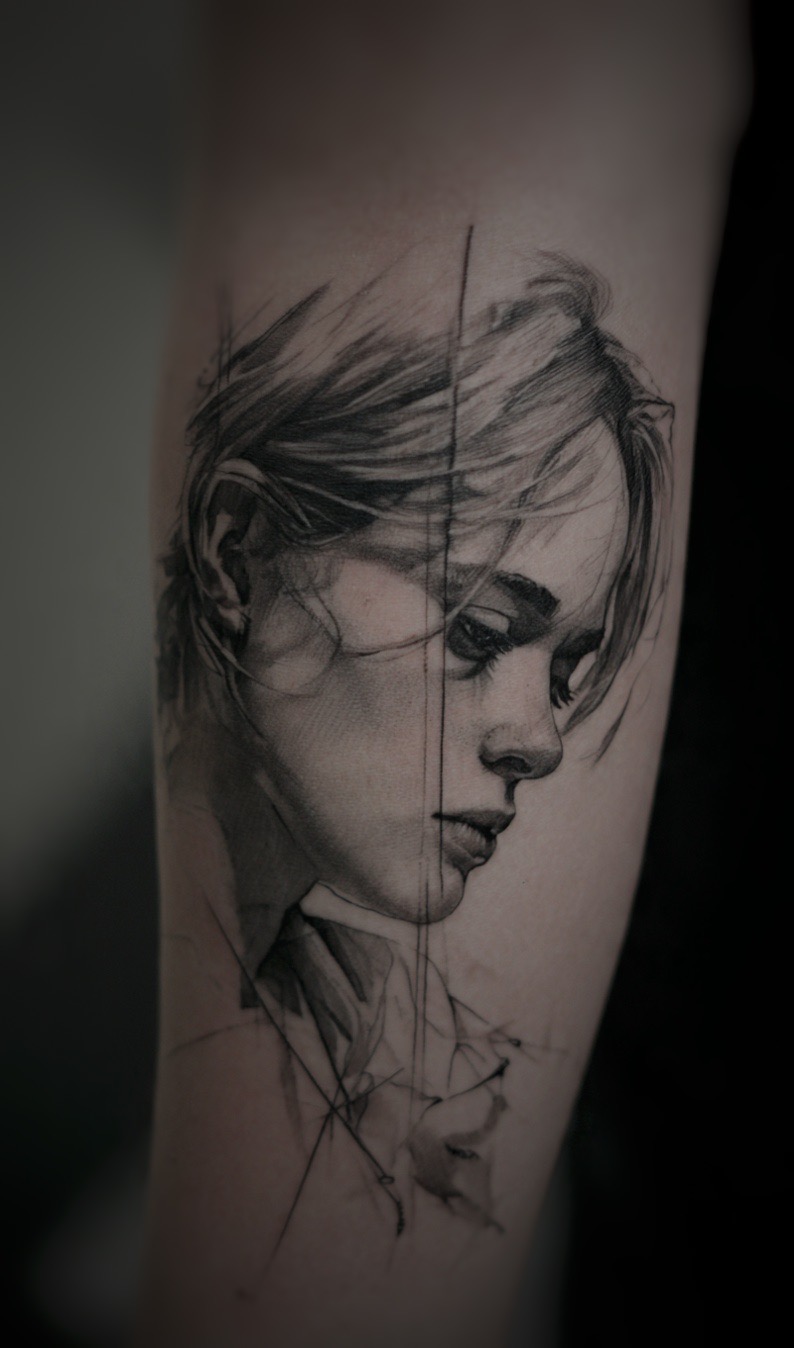 Woman portrait tattoo