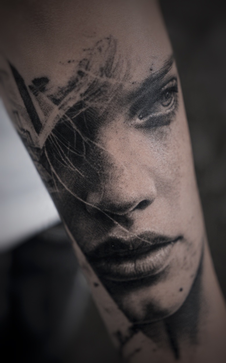 Abstract portrait tattoo
